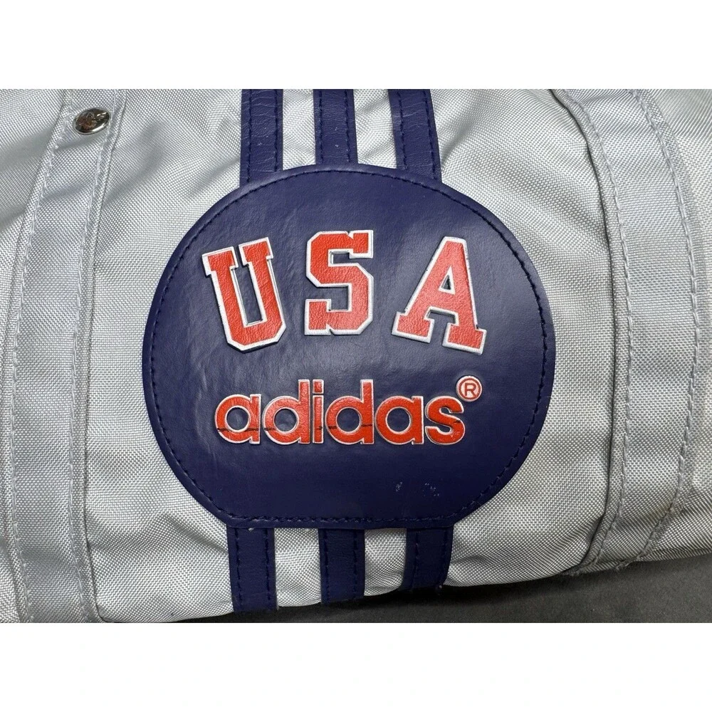 Vintage 80s Adidas USA Duffle Bag Soccer Medium 70s Striped Logo World Cup VTG